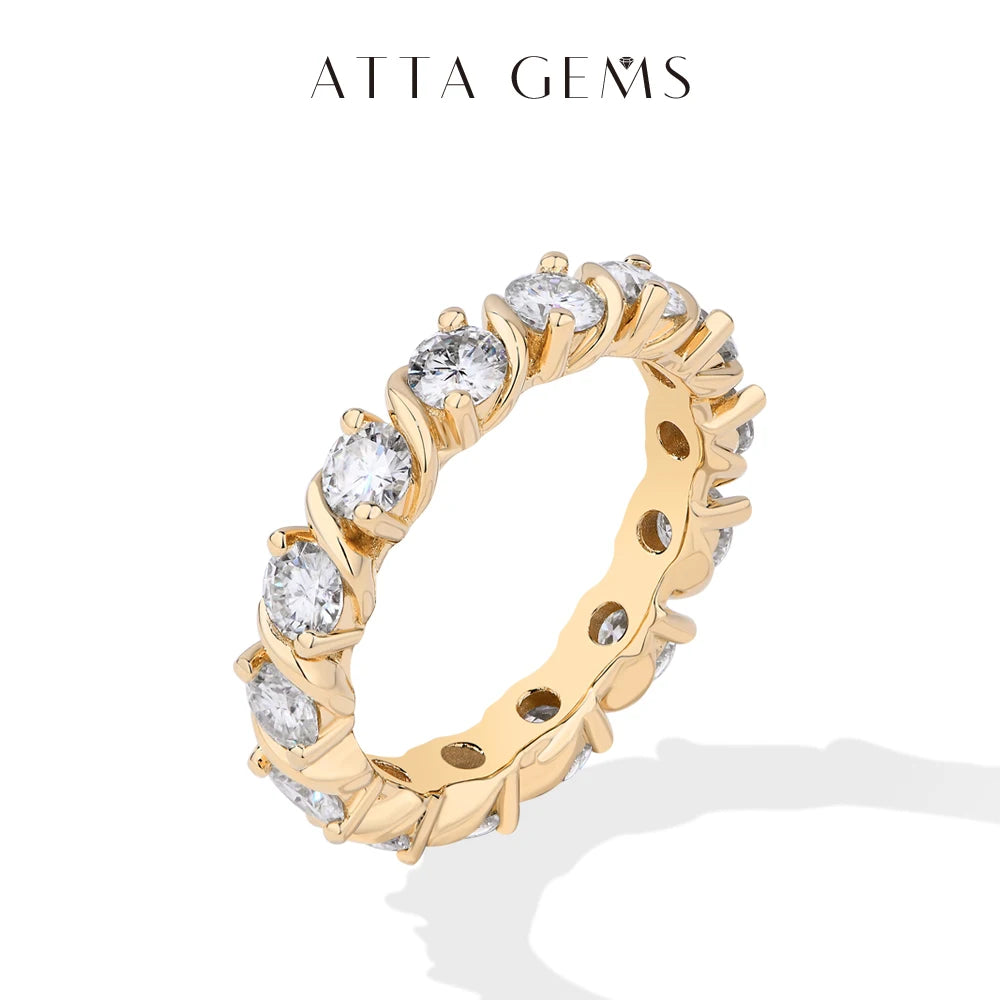 ATTAGEMS Full Moissanite Rings D Color VVS1 Round Cut 3.5mm S925 Sterling Silver For Women Engagement Wedding Bands Fine Jewelry