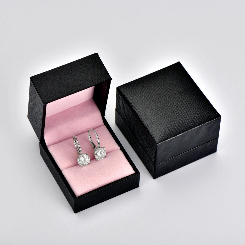 Lnngy 6.5mm/8mm Moissanite Earring Pendientes Plata 925 Sterling Silver Single Stone Hoop Earrings For Valentine's Day Gift