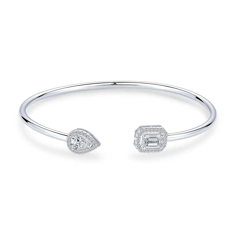 OXTAO D VVS1 Moissanite Cuff Bangle Bracelet for Women Original 925 Sterling Silver Hand Bracelet Simple Fine Jewelry Gifts