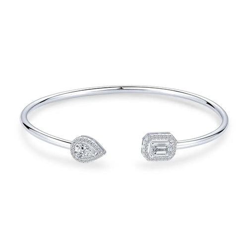 OXTAO D VVS1 Moissanite Cuff Bangle Bracelet for Women Original 925 Sterling Silver Hand Bracelet Simple Fine Jewelry Gifts