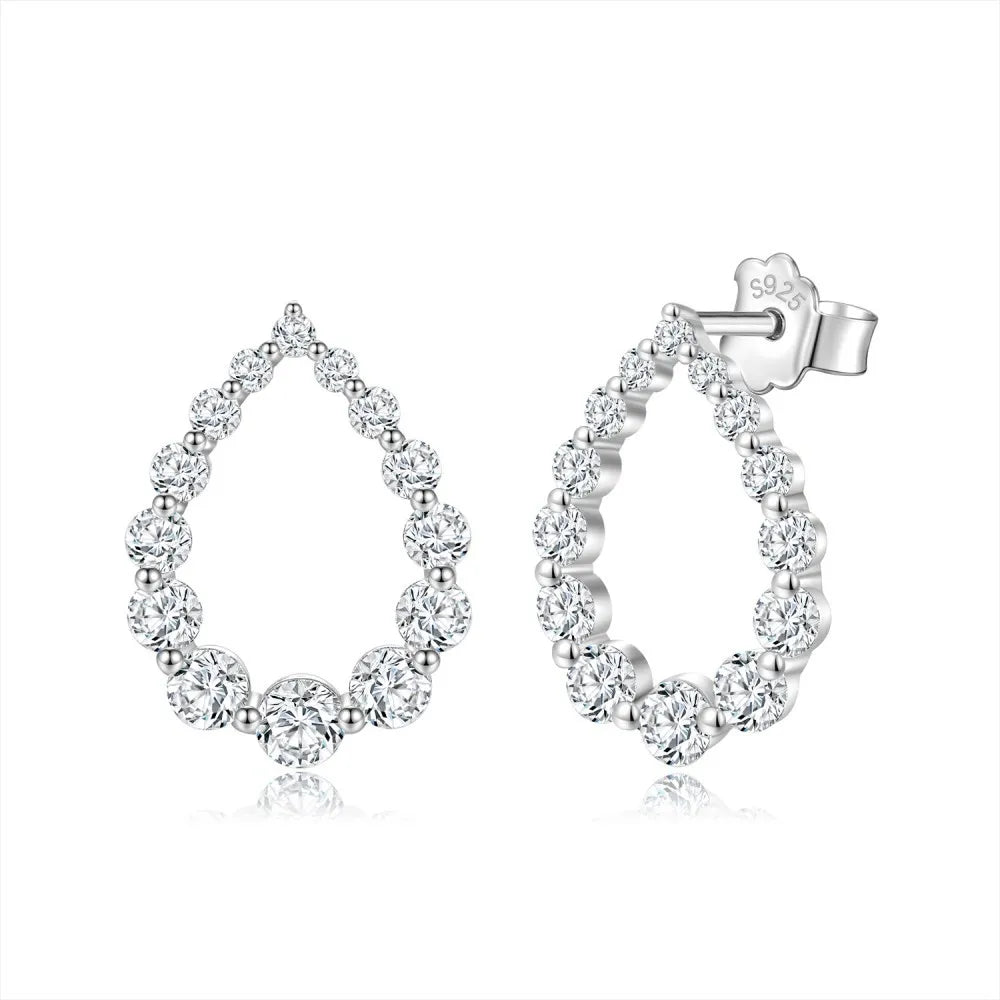 Waterdrop Full Moissanite Diamond Stud Earrings for Women S925 Silver Plated 18k Gold Hollow Teardrop Eear Studs Fine Jewelry