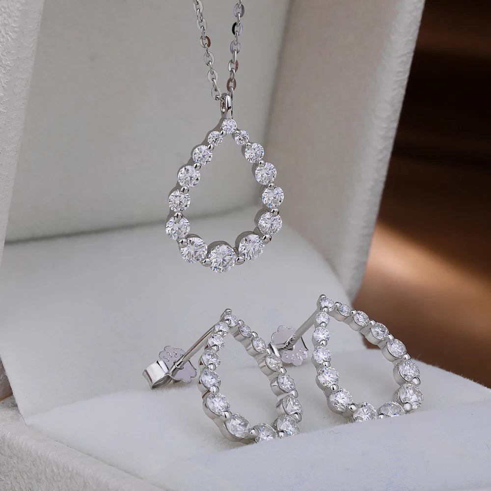 Waterdrop Full Moissanite Diamond Stud Earrings for Women S925 Silver Plated 18k Gold Hollow Teardrop Eear Studs Fine Jewelry