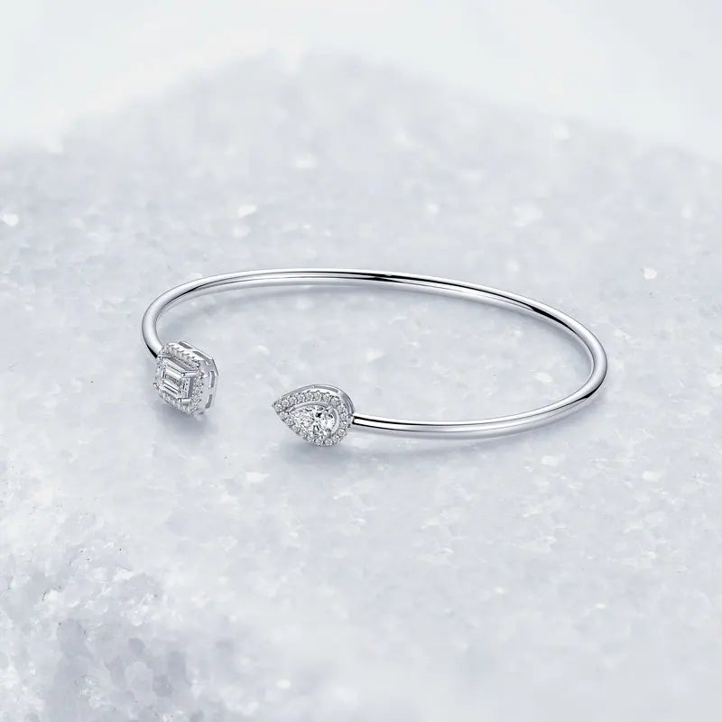 OXTAO D VVS1 Moissanite Cuff Bangle Bracelet for Women Original 925 Sterling Silver Hand Bracelet Simple Fine Jewelry Gifts