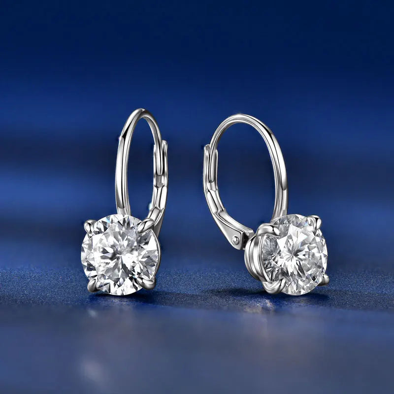 Lnngy 6.5mm/8mm Moissanite Earring Pendientes Plata 925 Sterling Silver Single Stone Hoop Earrings For Valentine's Day Gift