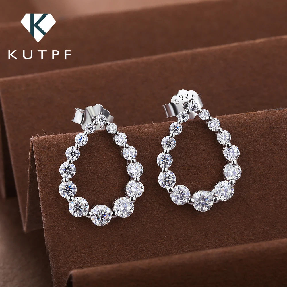 Waterdrop Full Moissanite Diamond Stud Earrings for Women S925 Silver Plated 18k Gold Hollow Teardrop Eear Studs Fine Jewelry