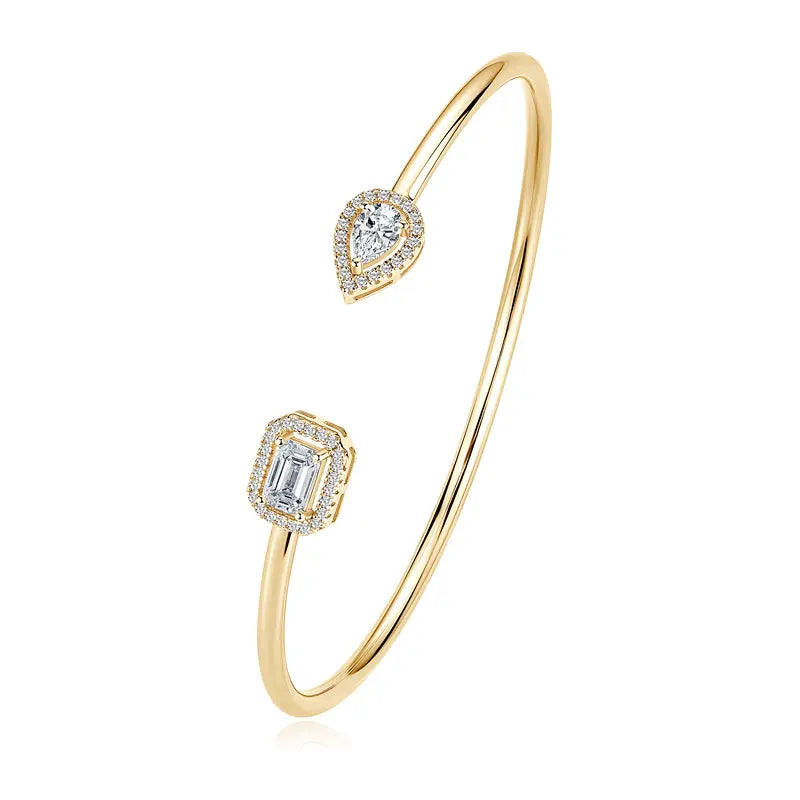 OXTAO D VVS1 Moissanite Cuff Bangle Bracelet for Women Original 925 Sterling Silver Hand Bracelet Simple Fine Jewelry Gifts