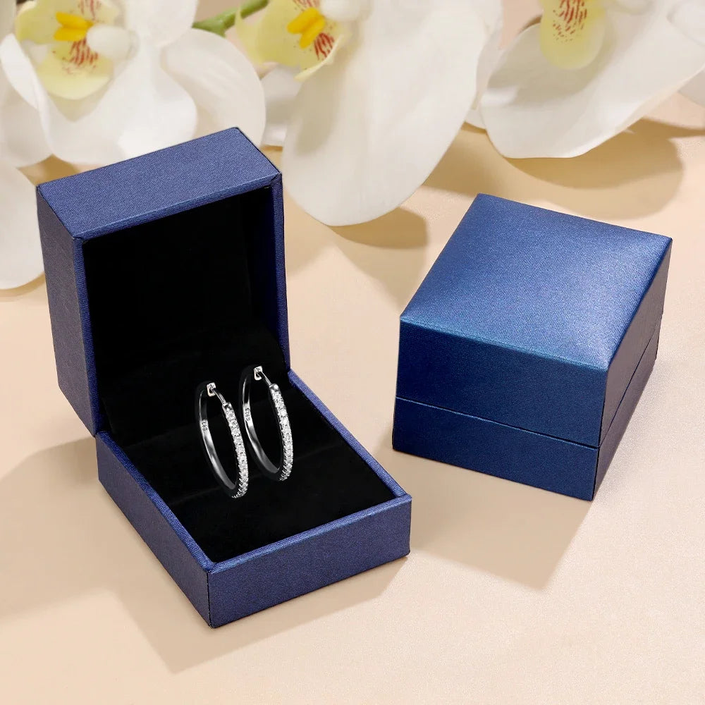 Pretty Beauty 23mm Moissanite Hoop Earrings S925 Sterling Silver for Women Wedding Party White Gold Plated Fine Jewelry Gifts