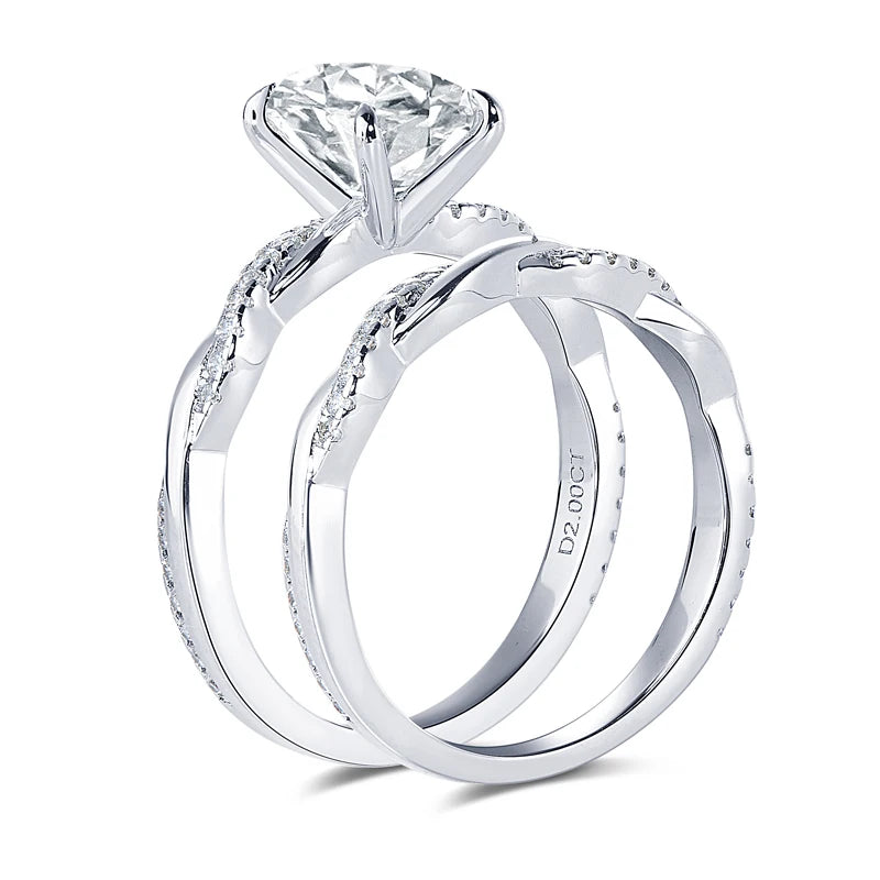 OXTAO 7x9mm 2.0 Carat  Oval Cut Moissanite Engagement Ring Set 925 Sterling Sliver Wedding Promise Bands Jewelry for Women