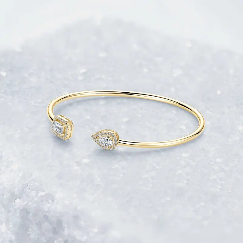 OXTAO D VVS1 Moissanite Cuff Bangle Bracelet for Women Original 925 Sterling Silver Hand Bracelet Simple Fine Jewelry Gifts